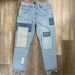BDG Men’s Dad Slim Taper Fit Patchwork Denim Jeans-size 33x32 *like NEW*